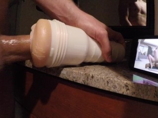 Fucking my Fleshlight while watching Pornhub endurance trainer