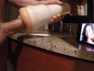 Fucking my Fleshlight while watching Pornhub endurance trainer