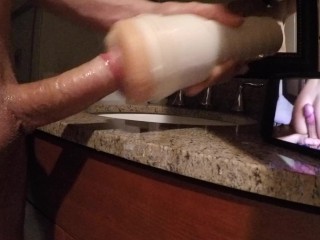 Fucking my Fleshlight while watching Pornhub endurance trainer