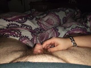 Handjob with long nails *scratching small dick and let him explode*