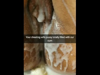 Your wife lies with ruined pussy full of cum after breeding gangbang [Cuckold. Snapchat]