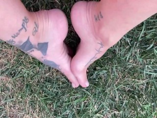 Barefoot Outside Walking On A Grass Cute Teen Feet Trailer