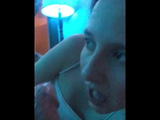 Drooling and gettnig slapped around while gagging on Daddy's cock