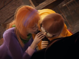 Scooby Doo - Velma and Daphne Halloween threesome - 3D Porn