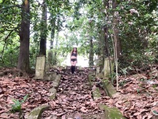 Halloween blowjob with huge cum in the public place