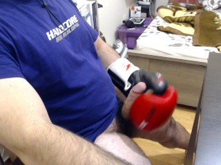 Fetish : Dimitris Nastymind Strokes and cums with a red boxing glove