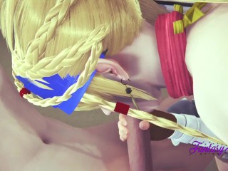 Final Fantasy X Hentai 3D - Rikku Boobjob and Blowjob in a train