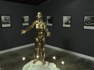 Golden Heist - Caroline Pierce & Star Nine Wet & Messy Body Painting Statue Fetish TRAILER