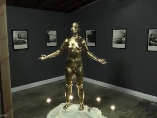 Golden Heist - Caroline Pierce & Star Nine Wet & Messy Body Painting Statue Fetish TRAILER