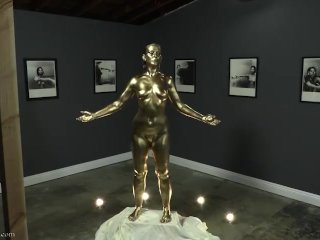 Golden Heist - Caroline Pierce & Star Nine Wet & Messy Body Painting Statue Fetish TRAILER