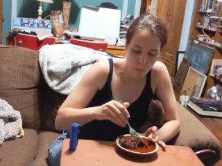 Eating a brownie with cum