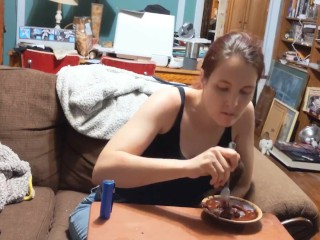 Eating a brownie with cum