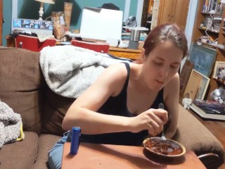 Eating a brownie with cum