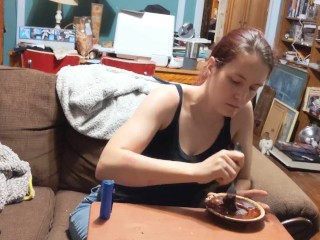 Eating a brownie with cum