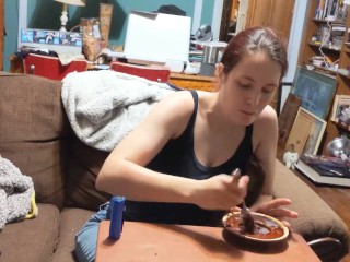 Eating a brownie with cum