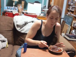 Eating a brownie with cum