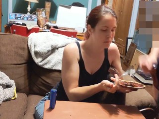 Eating a brownie with cum