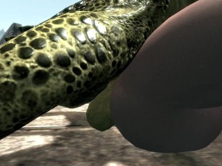 Blonde Nord Takes Big Argonian Lizard Cock Skyrim
