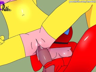 Yellow fucked hard with a huge Strapon - Among Us Lesbian Porn