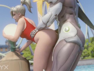 Mercy Lifeguard Doggystyled by Genji Overwatch Porn 3D