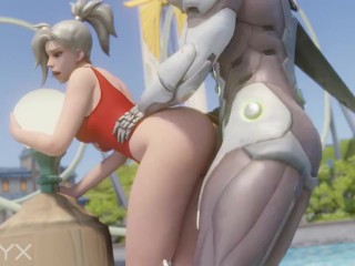 Mercy Lifeguard Doggystyled by Genji Overwatch Porn 3D