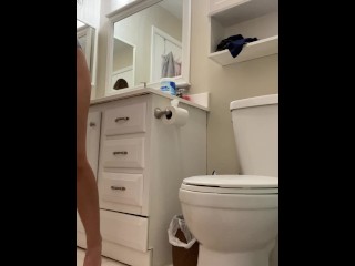 Stripping to Bend Over Toilet and Piss 