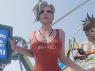 Mercy Lifeguard Cowgirl Average Waiting Time Animation Overwatch 3D