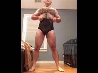 Helga comes apart (trans, crossdress, undressing, female mask, cumshot, mask, legs, heels, kinky)