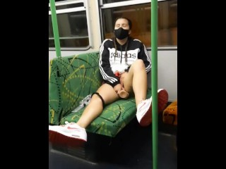 Girl masturbating on tram