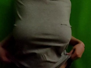 Slowmo bouncing big natural tits. Jumping boobs
