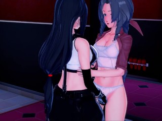 Tifa and Aerith have lesbian sex, strapon and pussy eating. Final Fantasy 7 Hentai.