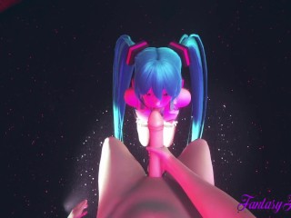 Vocaloid Hentai - POV Miku Blowjob in a Striptease Club