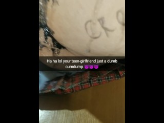 Your school-girl girlfriend cheats you in gangbang at home party! [Cuckold Snapchat Compilation]