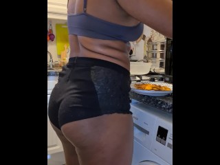 BIG ASS Hot Latina in Tight Shots Making Dinner in the Kitchen - 4K