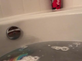 Teen Virgin Plays With Bath bomb and Vibrator 
