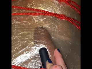 Amateur Femdom Slave - Plastic Wrap And Rope Bondage - Cock Teasing