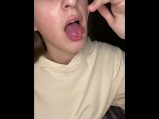 Spit play. Finger sucking and gagging. Drool