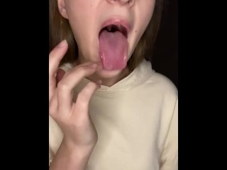 Spit play. Finger sucking and gagging. Drool