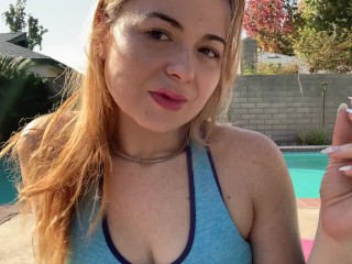 JOI POV I am your Lesbian StepDaughter in yoga pants, outdoor nudity porn star Siouxsie Q freckles