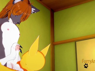 Digimon Hentai - Taomon & Grey Fox Hard Sex 1/2