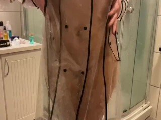 Amateur - wet transparent plastic raincoat 