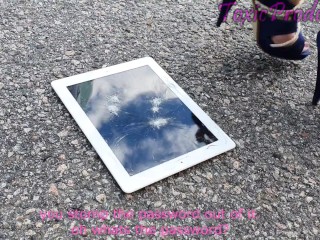 Ipad crushed under metal tipped stilettos