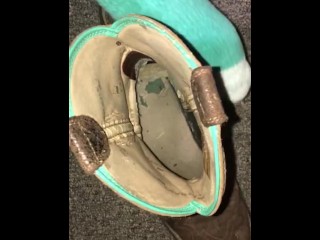 Stripping off my stinky cowgirl boots and socks