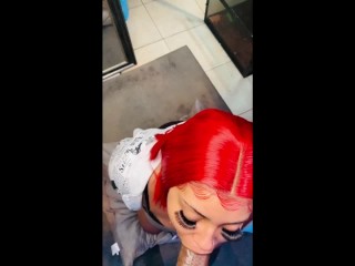Red head bitch begs for his nut (DESPERATE WHORE)