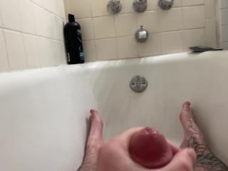 Stroking my throbbing cock until I cum all over myself. 