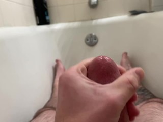 Stroking my throbbing cock until I cum all over myself. 