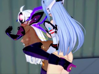 Futa Android KOS-MOS fucks T-elos with her girl dick - Xenosaga Futanari Hentai.