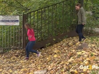 Brunette Friends Piss Together By River