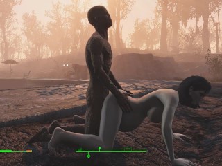 Ghoul got pregnant. Half-zombie gently fuck a woman from behind | Fallout 4 sex