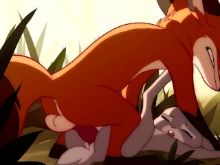 Patreon/Blitzdrachin : Straight yiff animation , cum inside, size difference , fox and rabbit